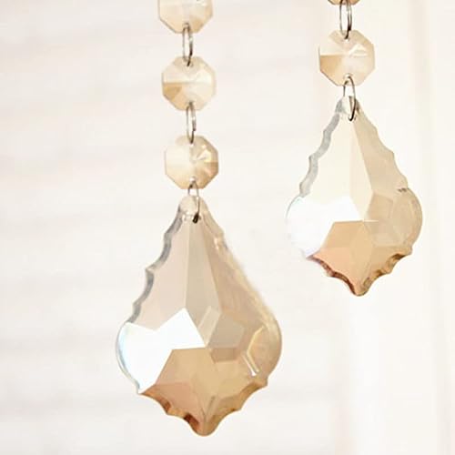 Price 100pcs 76mm Nice Champagne Crystal Maple Leaf Shape Diy Hanging Chandelier Pendants,Crystal Suncatcher Prisms