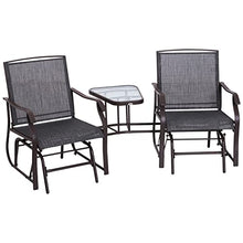 Two-Seat Patio Glider Chairs with Table, Outdoor Rocking Lounge Chairs for Backyard, Garden, Porch