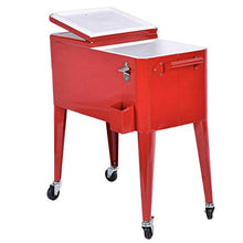Red Patio Portable Chest Cooler Cart Party Outdoor Ice Beer Beverage Container Box 80 Quart with Ebook