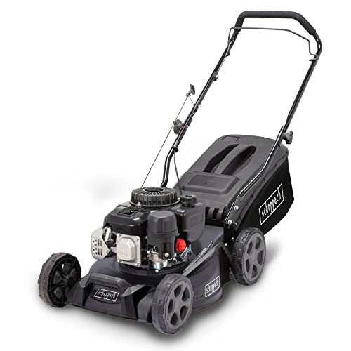 Scheppach Petrol Mower MP135-42B Black Edition | 42 cm Cutting | 3 HP | Steel Housing | Height Adjustable to 7 Levels (25 - 75 mm) | 55 Litre Basket