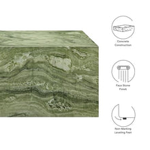 Modway Jordana 47 Inch Rectangle Concrete Coffee Table in Green Marble – Plinth Coffee Table with Faux Stone Finish – Concrete Furniture Center Table for Living Room or Patio