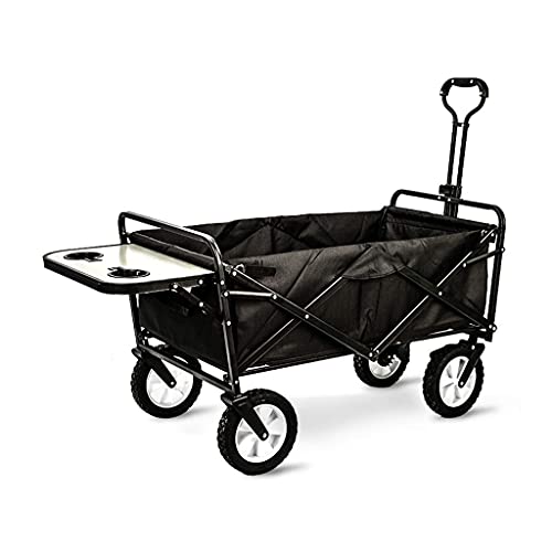 Garden Carts Outdoor Carts Wagons Beach Cart Folding Wagon Folding Portable Outdoor Four-Wheeled Camper All Terrain Wagon with Dining Table Wagons (Black 85 * 50cm)