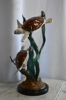 NIFAO Sea Turtle, Marine Life Medium Bronze Statue, 17" L x 18" W x 33" H