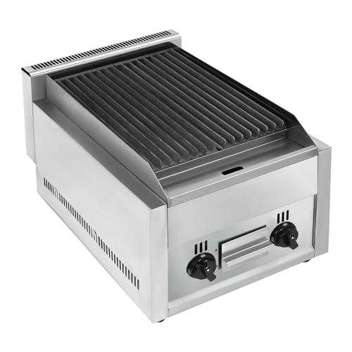 Commercial Gas Grill Adjustable Temperature Stainless Steel Heavy Duty Countertop Gas Grill with Large Grill Pan
