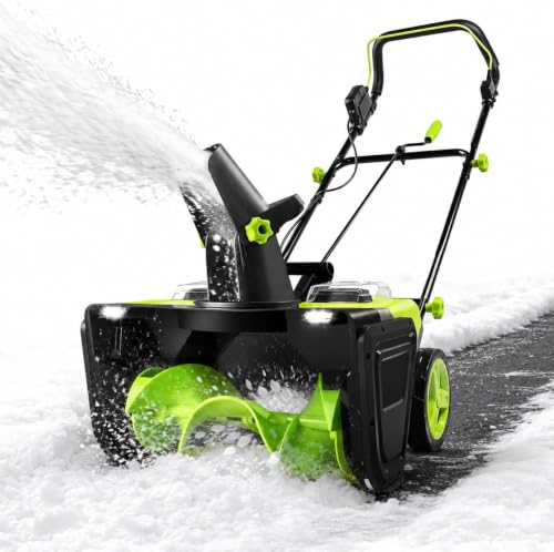 Cordless Snow Blower, Electric Snow Thrower 40v Brushless Push Snow Blower with Dual Battery, 19.7in Clearing Width, 9.8in Snow Depth, 180° Chute, Led Lights for Driveways 4batt