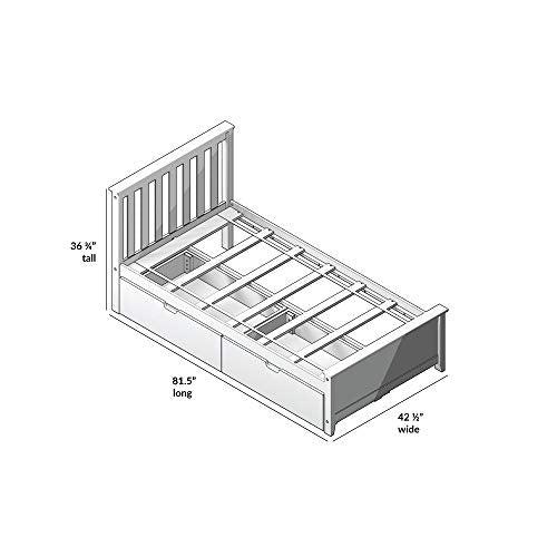 Max & Lily Twin Bed Frame with Headboard & Storage Drawers Slatted Espresso