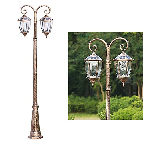 Post Lights Outdoor Lamp Post Lights Outdoor, 86in 220cm Garden Lamp Post Light Pillar Post Light Outdoor Aluminum Path Pillar Lamp 2-Head Bollard Path Lamp Waterproof IP65 Street Light Glass LAN