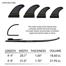 Jet Pilot Freeboard Division Black Flag Wake Surfboard 4ft 4in - EVA Traction Pads Quad (4) Fin, Carbon Fiber Base