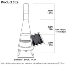 SJWTYK Modern Chiminea Outdoor Fireplace with Chimney, Cold-Rolled Steel Patio Fire Pit with Mesh Door, Burning Fireplace for Heating and Cooking for Backyard, Patio