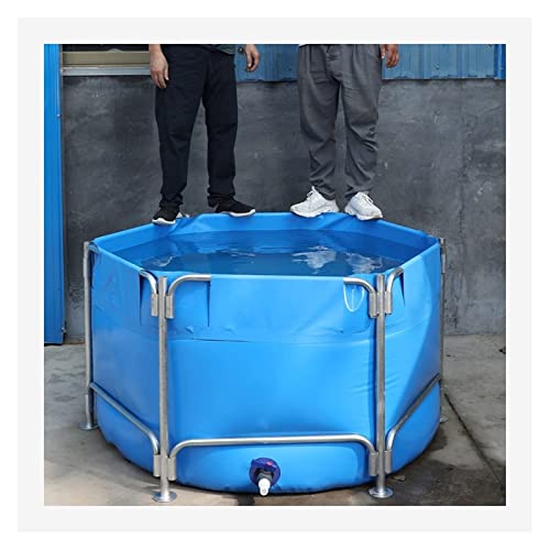 Pool Above Ground Circular Canvas Fish Pond Upgrade Large Water Tank Outdoor Aquarium Pool Pond with Drain Valve for Garden Farmed Koi,Children's Play Pool Fish Pond Tarp