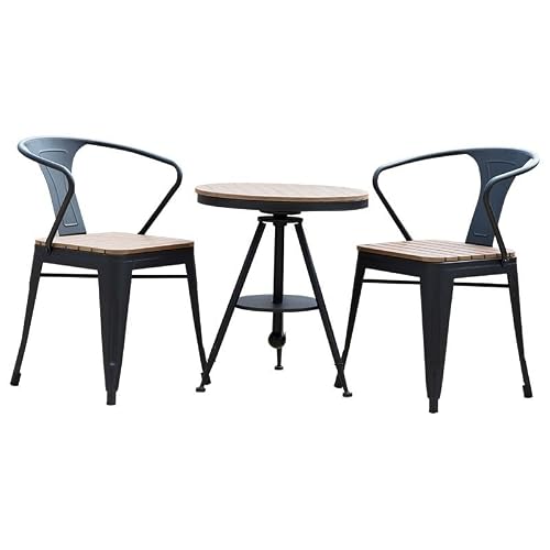 Balcony Table and Chair Set Modern Outdoor Balcony Small Table And Chair Set Leisure Table Garden Dinning Table Set Household Waterproof Outdoor Furniture Bistro Table Set ( Color : Black table-2 chai