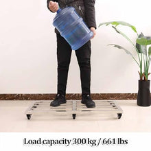 Dalumian Rolling Plant Caddy, Heavy Duty Plants Stand with Lockable Caster, Indoor Outdoor Plants Saucer Tray, 661 Lbs, Stainless Steel Metal Flower Pot Rack (Sliver)(50 * 110cm)