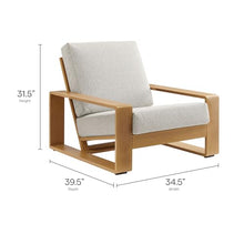 Modway Lirienne Aluminum Faux Wood Set of 2 Outdoor Armchairs in Ivory Natural – All-Weather Backyard Patio Accent Chairs with Weather-Resistant Woven Fabric Cushions