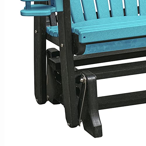 American Furniture Classics Dual Fan Back Glider Aruba Blue and Black