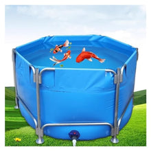 Aquarium Pool Pond with Stand, Pool Above Ground Circular Canvas Fish Pond Upgrade Large Water Tank with Drain Valve for Garden Farmed Koi,Children's Play Pool (Color : Blue, Size : 1.2x0.6m)