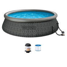 12ft x 36in Round Inflatable Ring Top Outdoor Above Ground Pool w/Pump