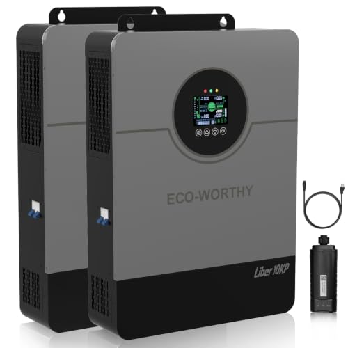 ECO-WORTHY Liber 20000W Solar Inverter 48 Volt Inverter Pure Sine Wave UL1741,120V/240V Single/Split-Phase,Support Parallel,Built-in 2 MPPT Solar Controllers,Solar Inverter Charger for Home Off Grid