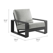 Modway Lirienne Aluminum Set of 2 Outdoor Armchairs in Light Gray – All-Weather Backyard Patio Accent Chairs with Weather-Resistant Fabric Cushions