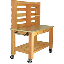 Modern Garden Potting Table with Hardware Hooks & Towel Bar - Work Bench & Zinc Table-Top with Black Cast Iron Castors & Brakes (Half, 5in Black Casters, No Hardware)