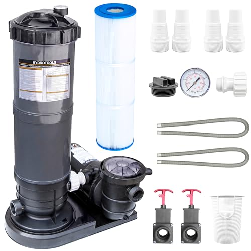 Swimline HYDROTOOLS Sure-Flo Pool Cartridge Filter Pump 100 SQ FT Cleaner System VARIABLE DUAL 2-SPEED 1.5 HP Gray