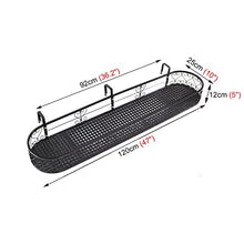 Plant Stand Hanging Flower Pot Stand For Railing Fence, European Style Metal Planter Holder Shelf With Hooks, Black Plant Backet Container Accessories For Balcony Deck Yard Patio ( 120Cm X 2
