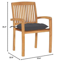 RJPLMFV Patio Chairs 2 pcs with Anthracite Cushions Solid Teak Wood Outdoor Chairs Balcony Chair Deck Chairs for Gardens, courtyards