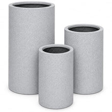 Set of 3 Tall Cylinder Polystone Indoor/Outdoor Planters, Gray