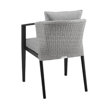 Benzara Nyla 22 Inch Patio Dining Chair Set of 2 Aluminum Wicker Black Gray