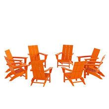 WestinTrends 8-Piece Modern Poly Folding Adirondack Chair Set Orange