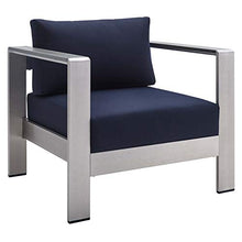 Modway Shore 7 Piece Outdoor Patio Aluminum Sectional Sofa Set Blue
