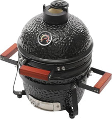 Portable Ceramic Charcoal Grill and Smoker,12.6 Inch Outdoor Bbq Oven with 20mm Thick Walls,50-800°f,for Patio,Camping,Picnic