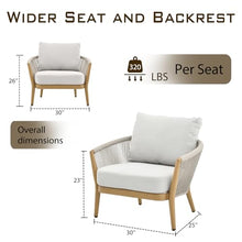 OTSUN Outdoor Patio Chairs Set of 2, Aluminum Frame with Finish Woven Rope Armchairs Weather Resistant Outdoor Furniture Chairs for Lawn Backyard Porch