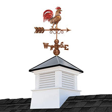 Good Directions 18" Square Manchester Vinyl Cupola with Black Aluminum Roof and Copper Bantam Red Rooster Weathervane White/Red/Black
