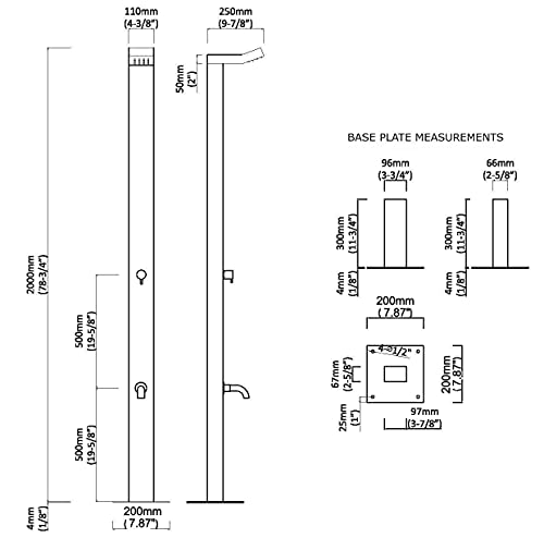No Worries Products Bondi 316 Marine Grade Stainless Steel Outdoor Shower Panel