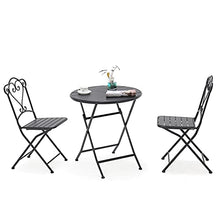 JIQHOHX A 3-Piece Set of Bistro Tables and Chairs, Folding Tables and Chairs,Outdoor Plastic Wood Patio Furniture Set,Three-Piece Foldable Balcony Table and Chair Set