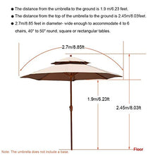 3WWWQMAA8 9ft/2.7m Patio Umbrella, Yard Market Table Umbrella Double Parasol with Vent and Iron Pole, Sunshade Umbrella for Outdoor Garden