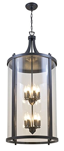 DVI Lighting DVP4477HB-CL Traditional 12 Light Outdoor Hanging Lantern from Niagara Collection in Bronze/Dark Finish,