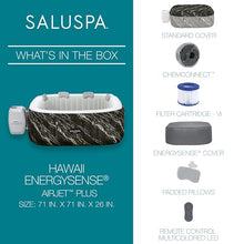 Bestway SaluSpa Hawaii EnergySense Smart Luxe AirJet Inflatable Hot Tub Spa Black Marble