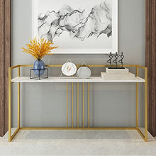 OGMOYT Console Table Marble Wrought Iron Porch Table Dining Side Table Wall Side Long Table Narrow Tabl 31.4脳11.8脳31.4 Inch