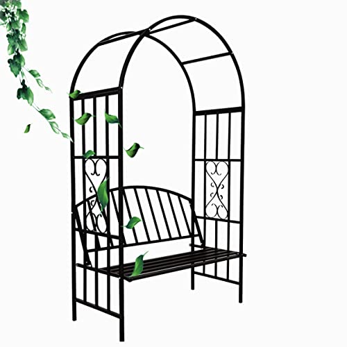 Gyken Garden Arch Arbor with Bench Seat, Large Garden Trellis, Heavy Duty Rose Arbour, Various Climbing Plant, Outdoor Wedding Backyard Decoration, Sturdy Weight Capacity 600 lbs