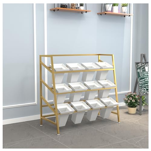 Flower Stand Outdoor - Moving Metal Plant Stand with Wheels, Plant Stand Indoor, Multi-Layer Flower Display Stand, Garden Plants Cart with 20pcs Plastic Buckets for Fresh Flower