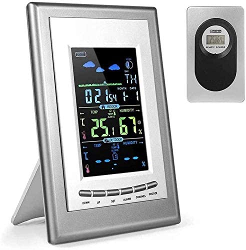 CVGfko Digital Weather Station with Forecast/Temperature/Clock/Moon Phase, with Sensor, LCD Touch Screen, Temperature Humidity Monitor, Weather Forecast/6157