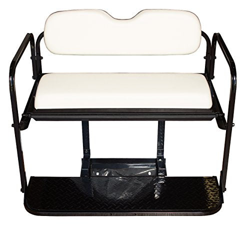 Performance Plus Carts EZGO TXT Golf Cart Rear Flip Seat Kit | Folding Steel Frame | White Cushions