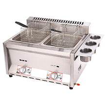 Professional Commercial Gas Fryer, Stainless Steel Lpg Fryer, Freestanding Temperature Control, Adjustable Firepower, With Baskets And Lid, Easy To Clean,A8L+8L