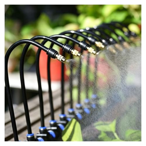 Garden Cooling & Irrigation System for Plants, Adjustable Water Output Drip Irrigation Kit, Fence Sprinkler for Farm, Factory & Outdoor Garden Use