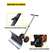 ZGFUSVFD Snow Shovels, Rolling Snow Pusher 10in Wheels, Heavy Duty Metal Snow Pusher with Adjustable Height and Angle for Driveway, Garden, Pavement Cleaning (Size : Single Pole) (Black Double Pole)