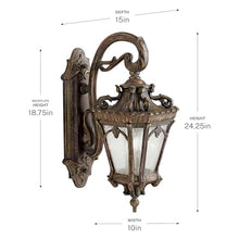 Kichler Tournai 24" 2 Light Outdoor Wall Light with Clear Seeded Glass in Londonderry