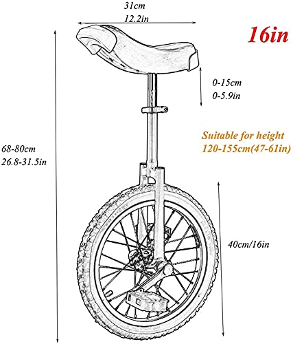 JINCAN 20 Inch Unicycle with Non-Slip Pedals for Teens/Children