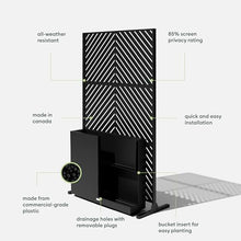 Veradek Block Series Span Planter + Arrow Privacy Screen Set, Black – Tall Outdoor Rectangular Planter with Removable Insert & Modern Privacy Divider Panel for Patio, Deck, Balcony or Garden