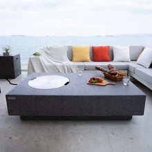 Metropolis Concrete Fire Pit 56" x 32" Patio Firepit Includes Lava Rocks Modern Fire Pits & Outdoor Fireplaces for Garden, Deck, Indoor & Outdoor Heating